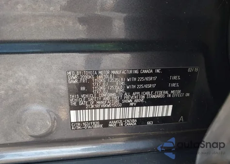 2019 Toyota Rav4 Le z USA, uszkodzony, nr VIN 2T3K1RFV6KW015050